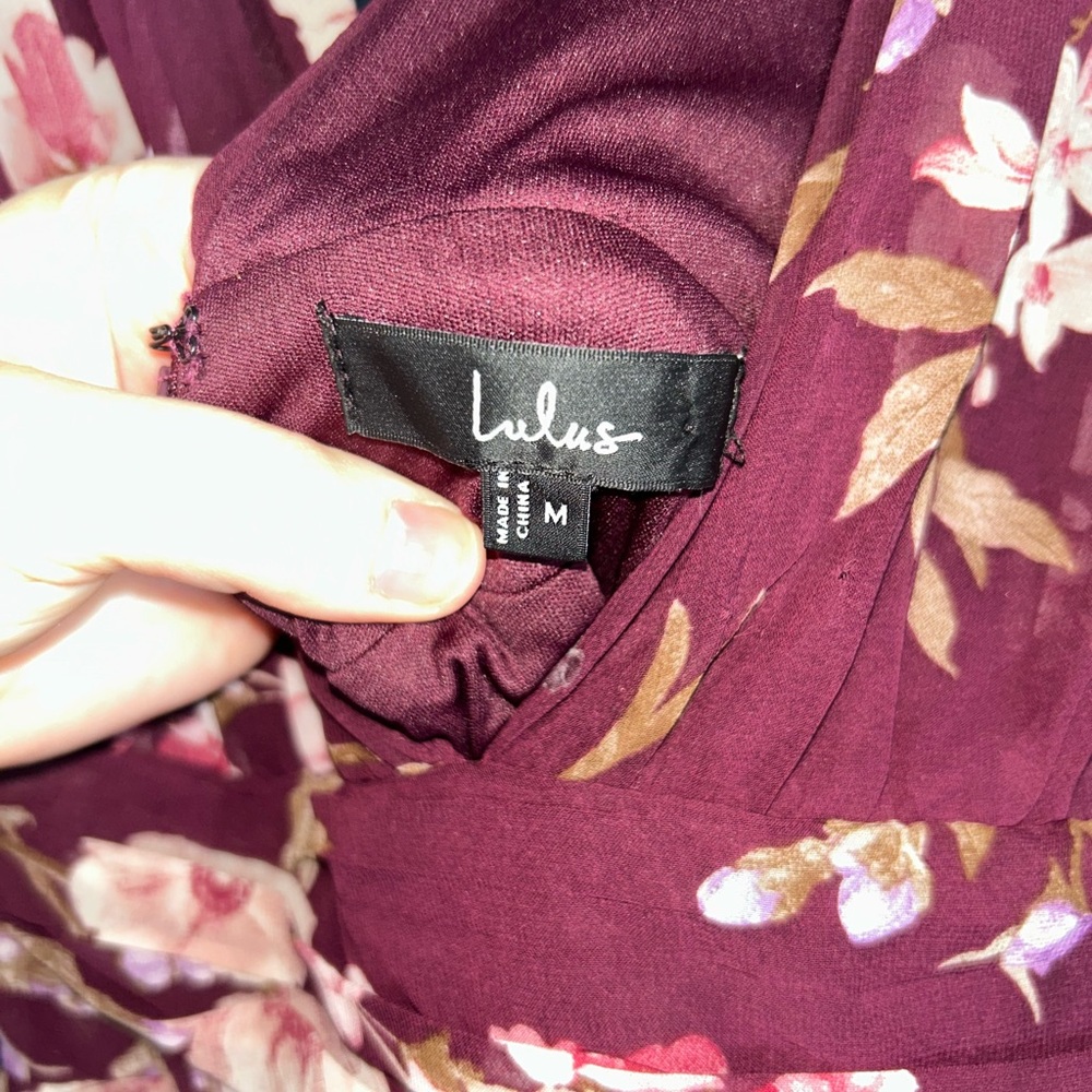 Lulu's Plum Floral Maxi Dress with Blush Accents - Picture 6 of 6